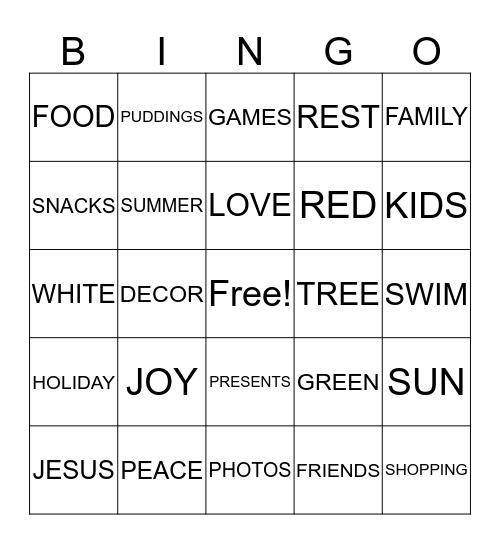 CHRISTMAS Bingo Card