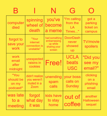 USC Spooktacular Bingo Card