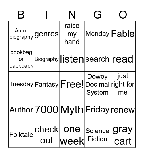 LIBRARY BINGO Card