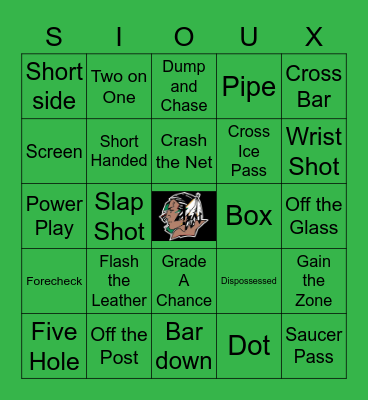 UND Hockey Bingo Card