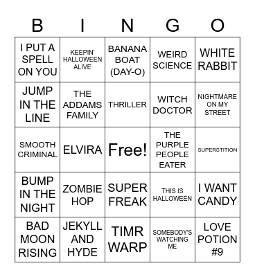 HALLOWEEN HITS Bingo Card