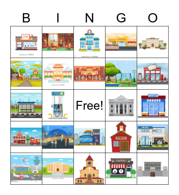 Places Around Town Bingo Card
