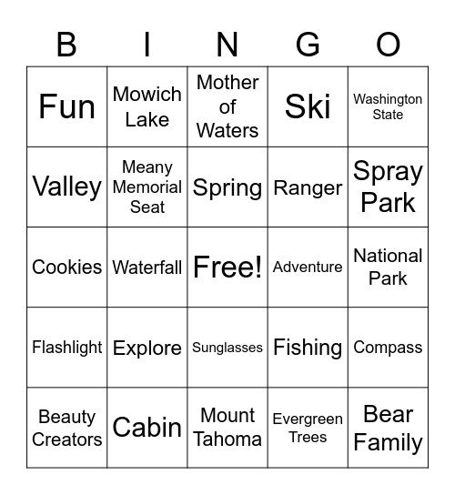 BEAR WEEK BINGO Card