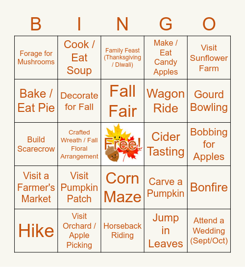 It's Fall Y'all: Autumn Activities Bingo Card