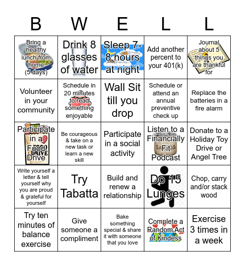 November 2022 Staff WELLNESS Bingo Card