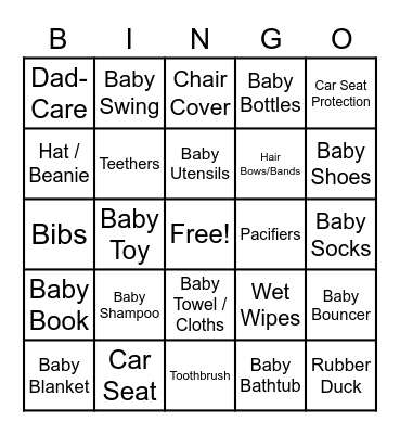 BABY SHOWER! Bingo Card