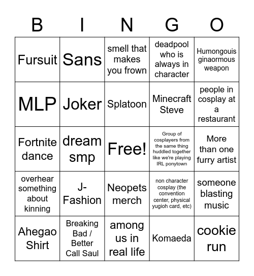 binguy Bingo Card