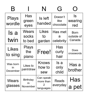 Garrison Green Bingo Card