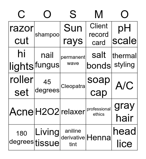 Cosmo Bingo Card