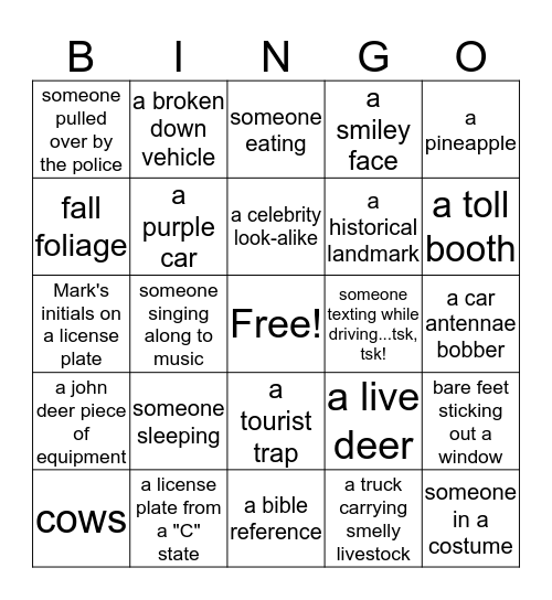 Florida Road Trip Bingo! Bingo Card