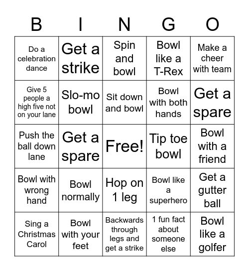 Bowling Bingo Card