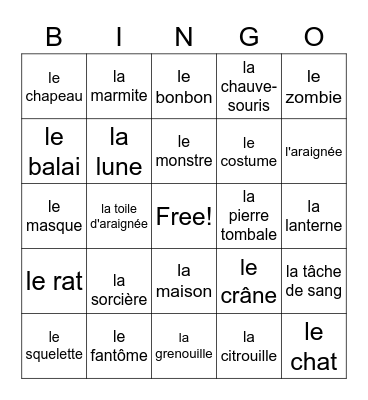 Halloween Bingo Card