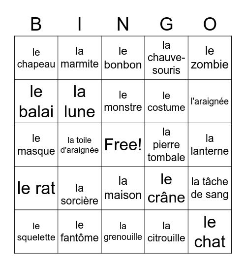 Halloween Bingo Card