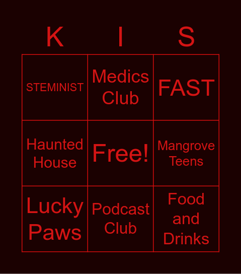 Halloween Fair Bingo Card