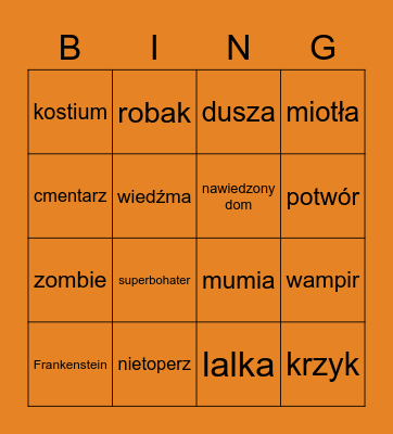 Halloween Bingo Card