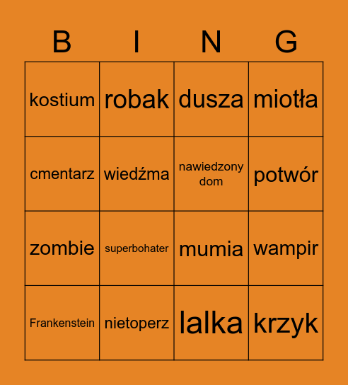 Halloween Bingo Card