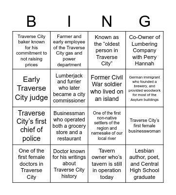 Traverse City Bingo Card