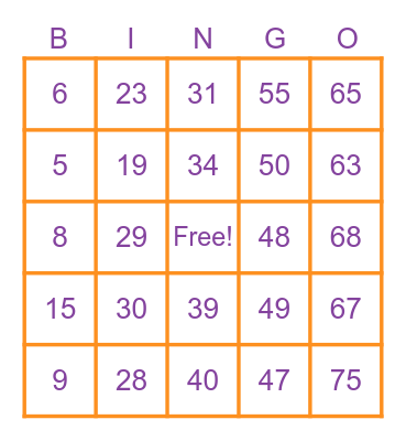 Halloween Bingo! Bingo Card