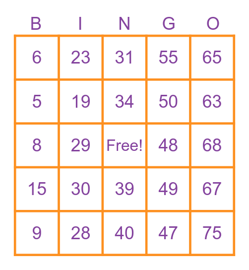 Halloween Bingo! Bingo Card