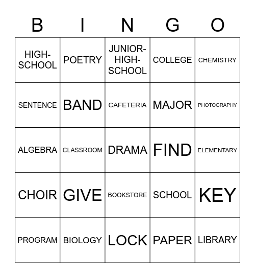 ASL 1, Unit 3 Bingo Card