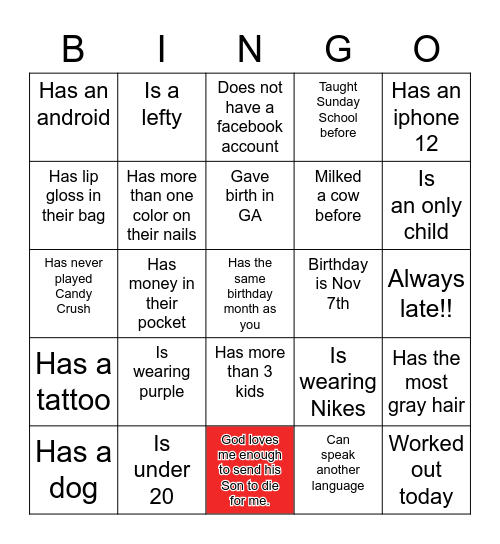 "Find the Guest" Bingo Card