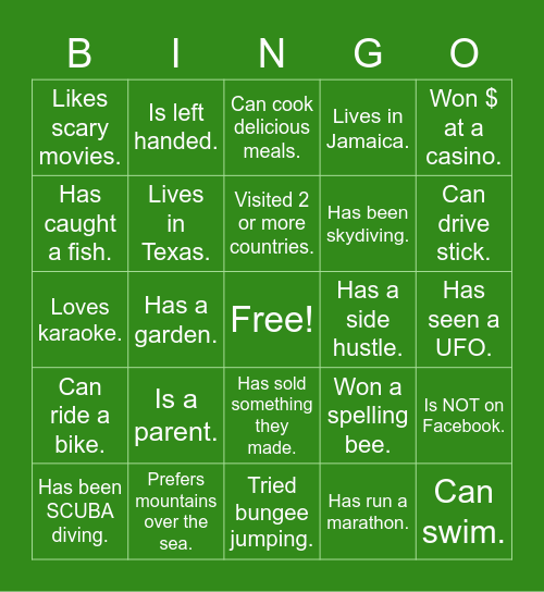 HUMAN BINGO Card