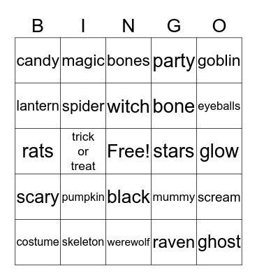 Halloween Bingo Card
