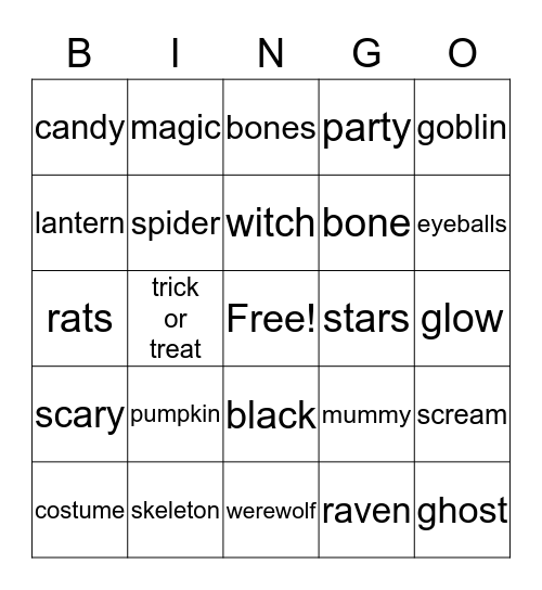 Halloween Bingo Card