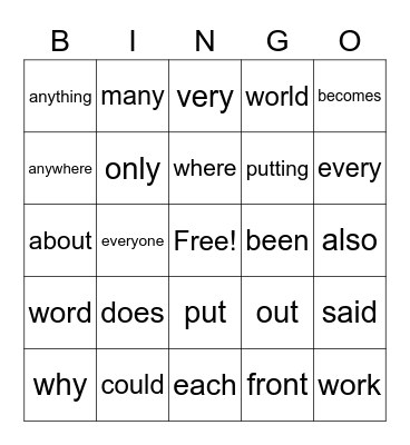 BINGO Card