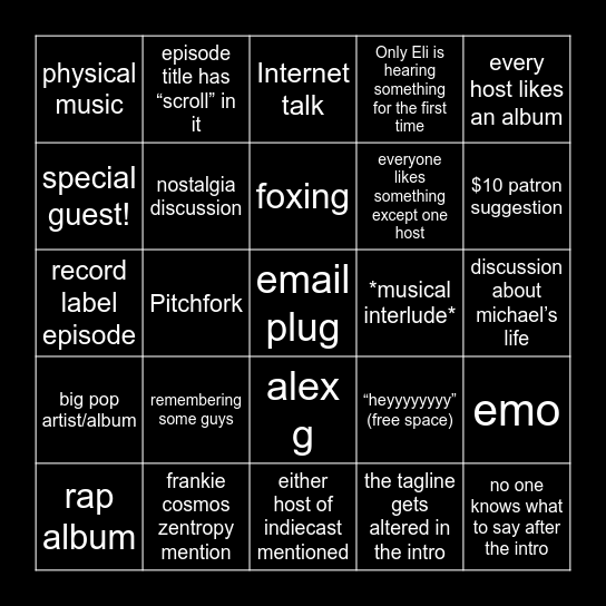 Endless Scroll Bingo Card