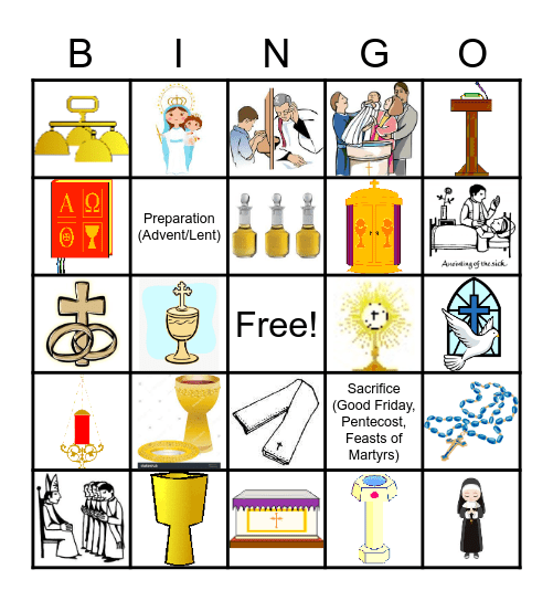 Catholic Objects Bingo Card