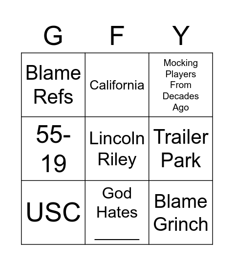 SoCaliSooner Bingo Card Bingo Card