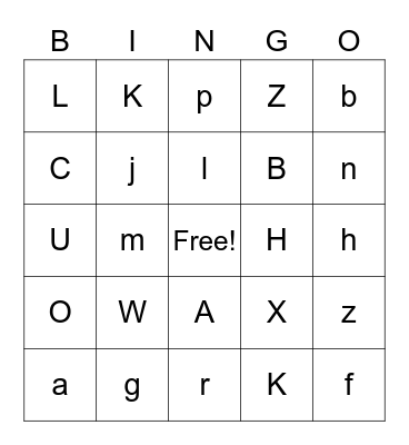 Alphabet bingo Card