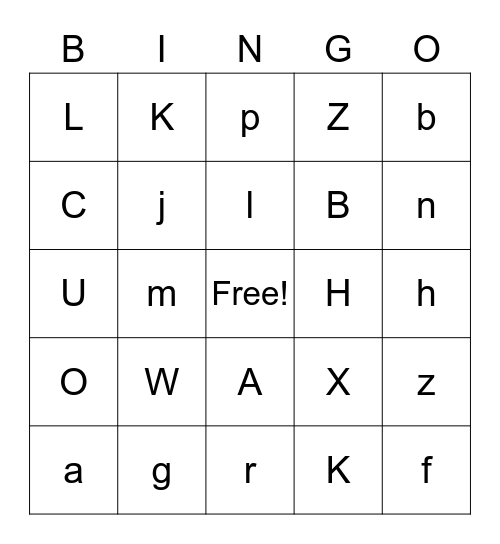 Alphabet bingo Card