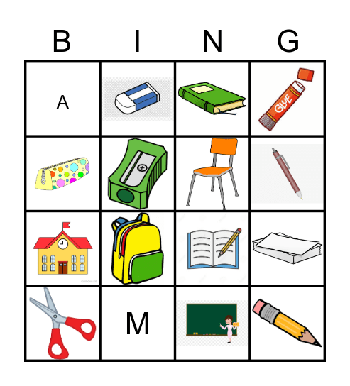 School Bingo Card