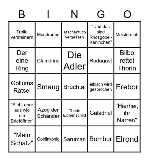 Der Hobbit - Eine unerwartete Reise Bingo Card