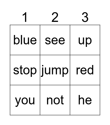 SIGHT WORDS 3 Bingo Card