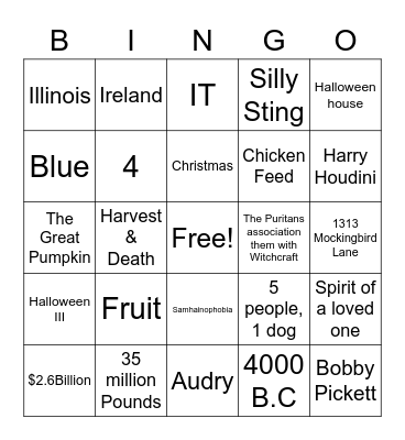 Spooky Bingo Card