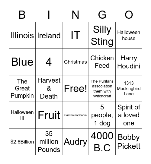 Spooky Bingo Card