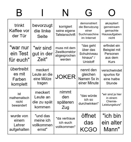 Herr Eckel Bingo Card