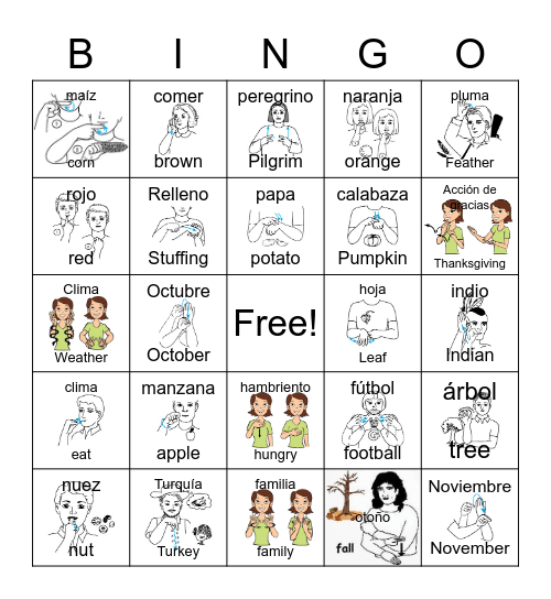 ASL Fall Bingo Card