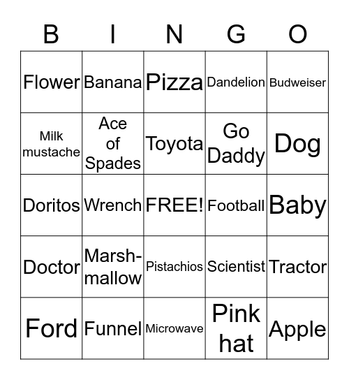 Blind Pig - Commercial Bingo Card