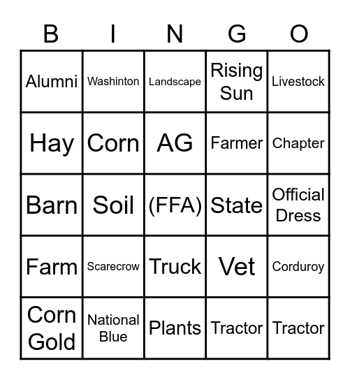 FFA Bingo Card