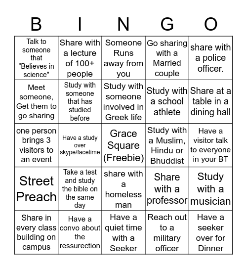 Evangelism Bingo Card