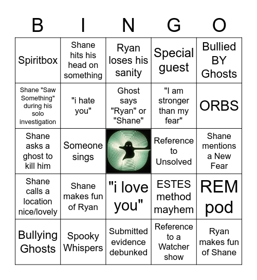 Ghost Files Bingo Card