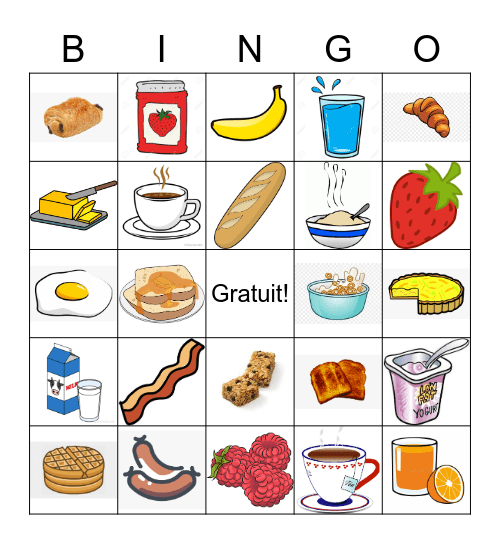 Petit-déjeuner Bingo Card