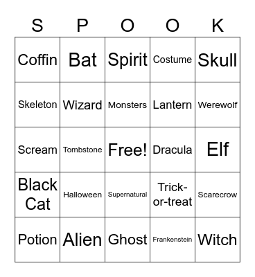 Halloween Bingo Card