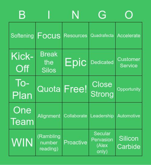 Town Hall Bingo Card