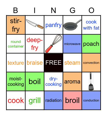 CH. 21 Basic Cooking Techniques Bingo Card