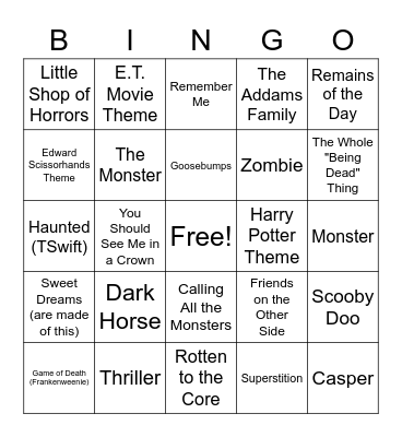 Halloween Singo Bingo Card